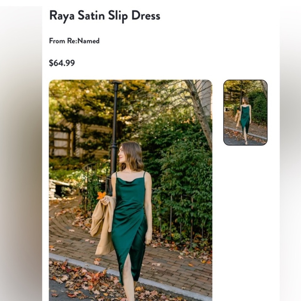 Stunning re:named Emerald Raya Satin Slip Dress
